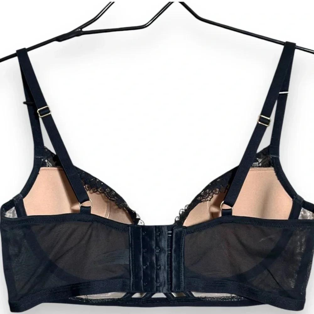 Adore Me NWOT Diara Contour Sexy Lace Black and Nude Underwire 36D Balconette - Picture 5 of 15
